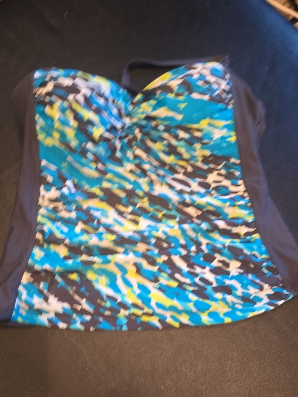 Free Country Teal and Gray Swim Top